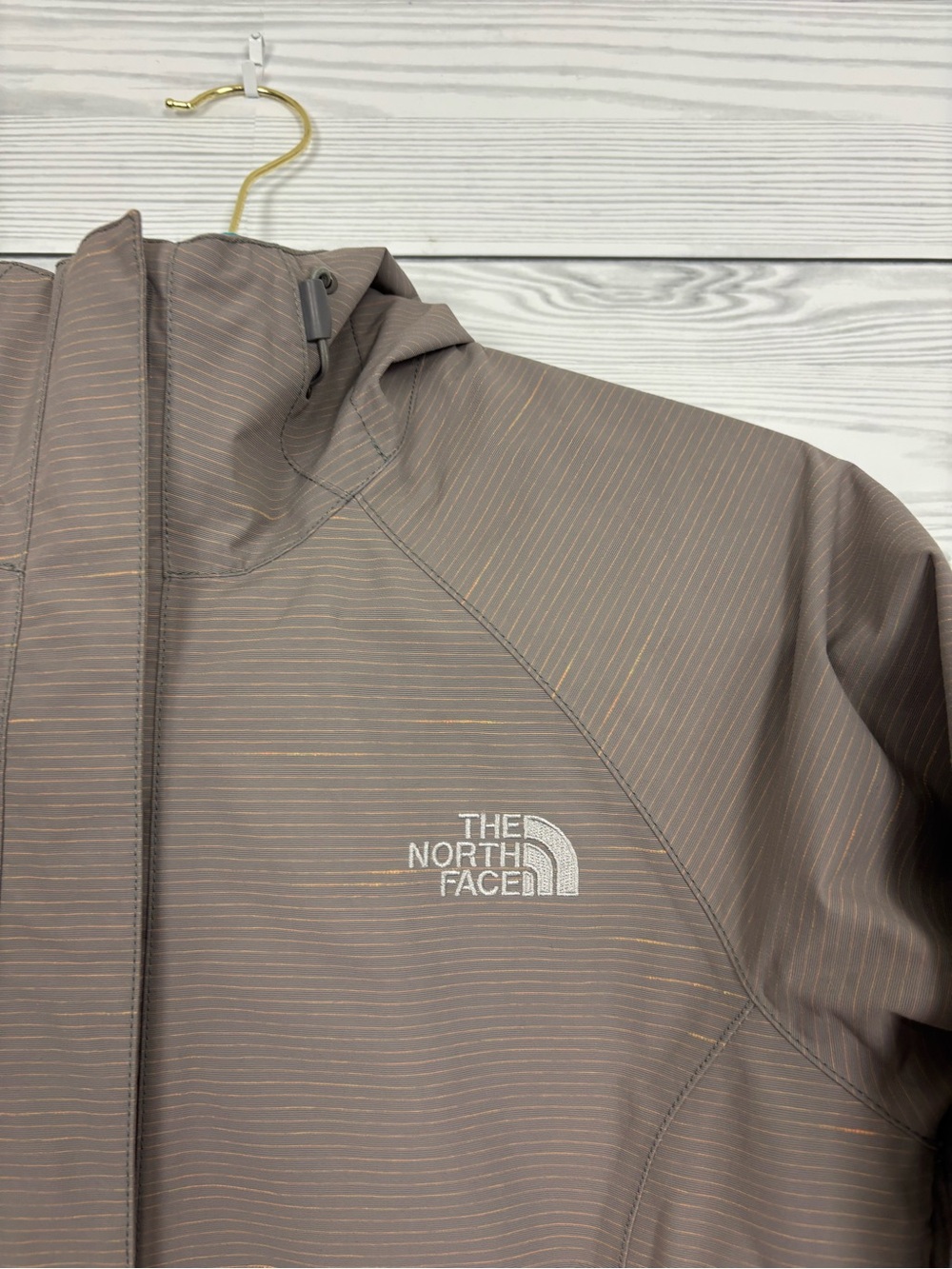 The North Face tan/gray stripe DryVent rain jacket size small - Picture 4 of 15